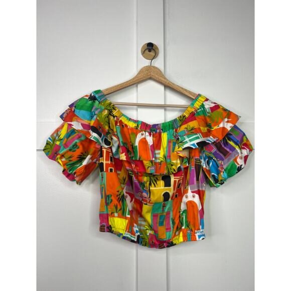 NEW Alden Adair Off The Shoulder Sarah Top Casablanca Multicolor Size: Medium - Picture 2 of 7